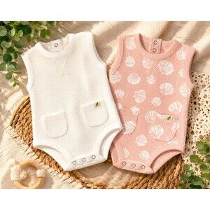 Easy Peasy Baby Girl Romper Bodysuit Bundle 2pc 0-3M Sleeveless Pink White